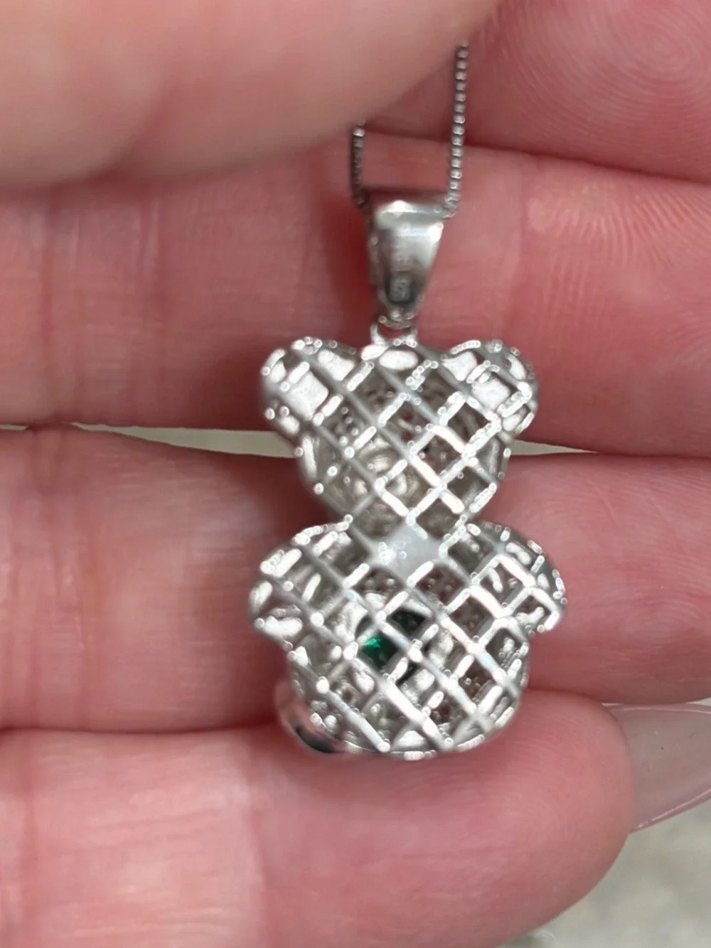 Moissanite and Emerald heart stone Beat Pendant Necklace